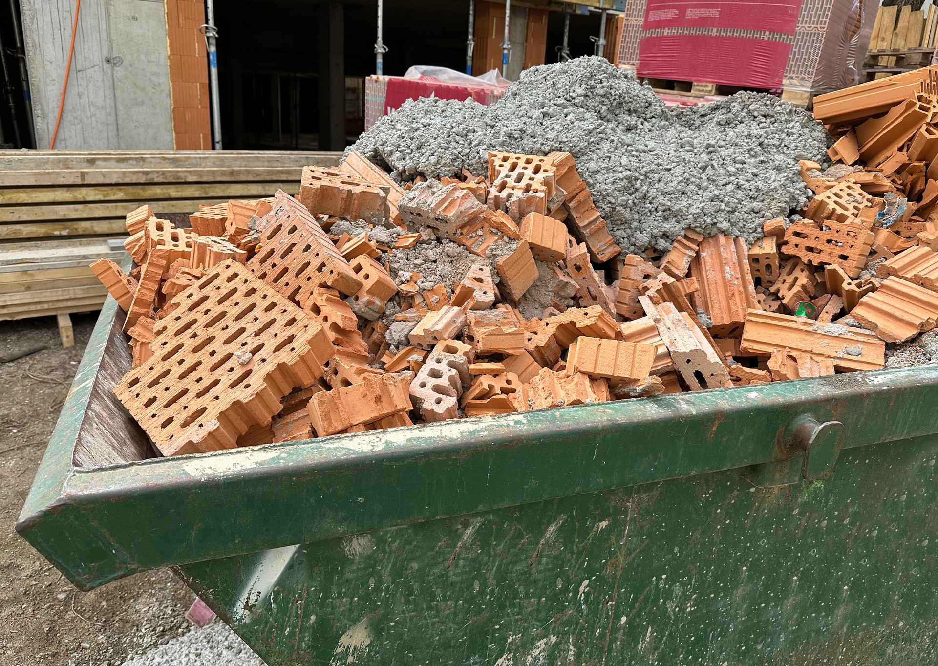 Broken bricks at the construction site